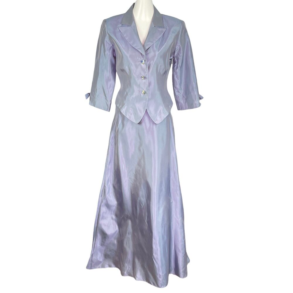 JS Collection Blue Blazer Skirt Set Women's Sz 6